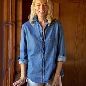 Frank & Eileen Womens sz S Eileen Relaxed Button-Up Shirt Stone Wash Denim